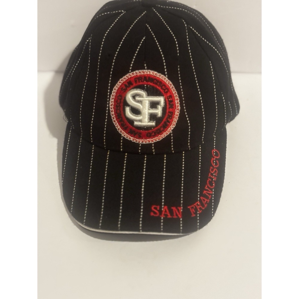 San Francisco Hat Lanza USA Black and White Pinstriped Cap Adjustable